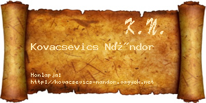 Kovacsevics Nándor névjegykártya
