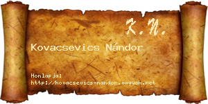 Kovacsevics Nándor névjegykártya